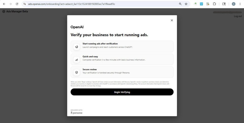 OpenAI Ads setup