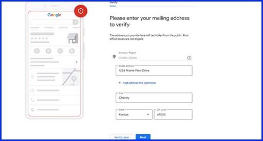 how to create google business profile without address