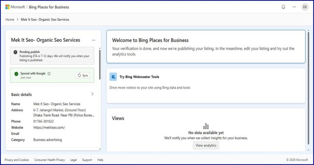 Bing Places add business